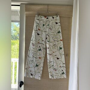 Maeve by Anthroplogie- Collette White with Butterfly print Wide Leg Pants